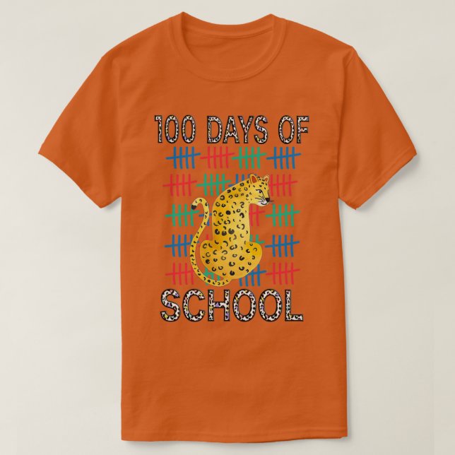 Cute 100 Days Of School leopard T-Shirt (Design Front)