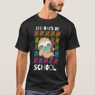 Cute 100 Days Of School Sloth Face Mask Virtual Te T-Shirt