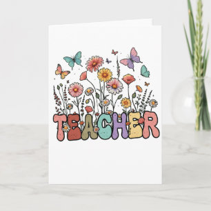 Cute 100 Days School Floral Butterflies Kids Card