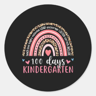 Cute 100 Days Smarter Kindergarten Happy 100th Day Classic Round Sticker