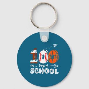 Cute 100th Baseball Football Day Basketball School Key Ring