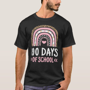 Cute 100th Day Of School 100 Days Leopard Rainbow T-Shirt