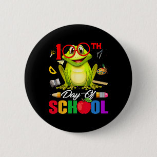 Cute 100th Day Of School Frog Gles 100 Days Smarte 6 Cm Round Badge