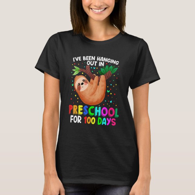 Cute 100th Day of School Sloth - Preschool 100 Day T-Shirt (Front)