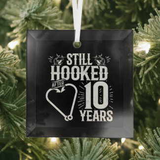 Cute 10th Anniversary Couples Married 10 Years Glass Tree Decoration