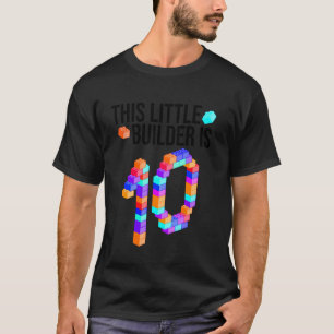 Cute 10th Birthday 10 Years Old Block Building Boy T-Shirt
