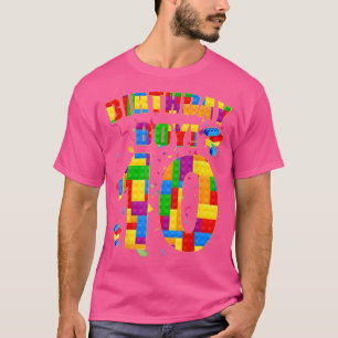 Cute 10th Birthday 10 Years Old Block Building Boy T-Shirt
