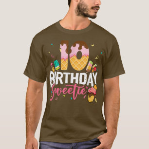 Cute 10th Birthday Ice Cream 10 Year Old Birthday T-Shirt
