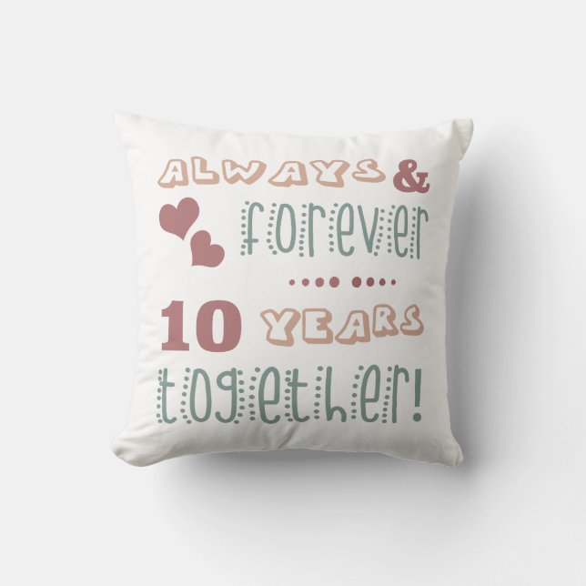 Cute 10th Wedding Anniversary Cushion (Front)