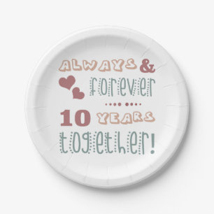 Cute 10th Wedding Anniversary Paper Plate