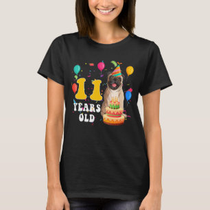 Cute 11 Years Old Pug Dog  11th Birthday Party Gir T-Shirt