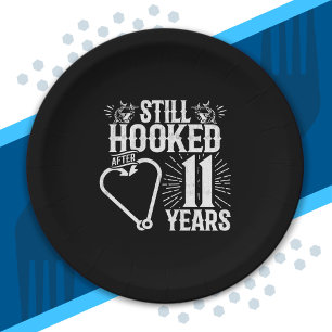 Cute 11th Anniversary Couples Married 11 Years Paper Plate