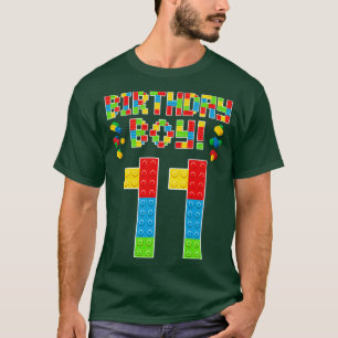 Cute 11th Birthday 11 Years Old Block Building Boy T-Shirt
