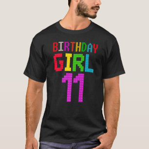 Cute 11th Birthday Gift 11 Years Old Block Buildin T-Shirt