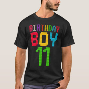 Cute 11th Birthday Gift 11 Years Old Block Buildin T-Shirt