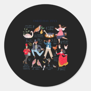 Cute 12 Days Of Christmas Clic Traditional  Classic Round Sticker