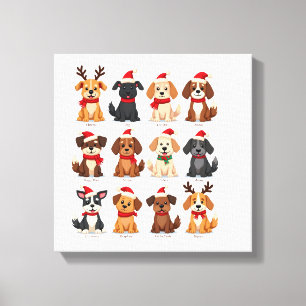 Cute 12 Dogs Xmas Funny Dog Lovers Christmas Dog M Canvas Print