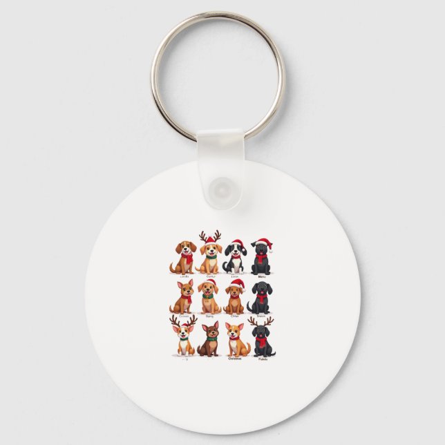 Cute 12 Dogs Xmas Funny Dog Lovers Christmas Dog M Key Ring (Front)
