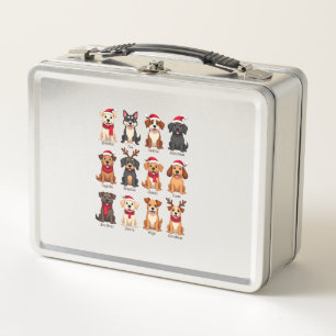 Cute 12 Dogs Xmas Funny Dog Lovers Christmas Dog M Metal Lunch Box