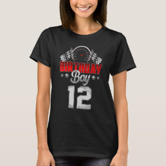 Cute 12th Birthday Boy 12 Years Old Race Car Boys  T-Shirt