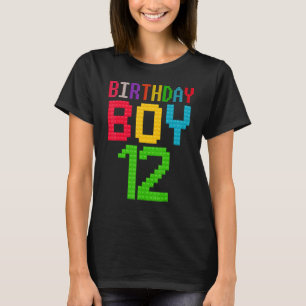 Cute 12th Birthday Gift 12 Years Old Block Buildin T-Shirt