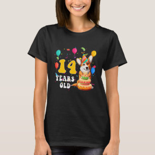Cute 14 Years Old Corgi Dog 14th Birthday Party G T-Shirt