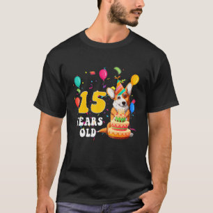 Cute 15 Years Old Pug Dog 15th Birthday Party Gir T-Shirt