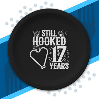Cute 17th Anniversary Couples Married 17 Years Paper Plate