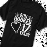 Cute 17th Anniversary Couples Married 17 Years T-Shirt<br><div class="desc">This fun 17th wedding anniversary design is perfect for fishing couples that have been married for 17 years and are still hooked on each other & love to go fishing! Great for a 17th wedding anniversary party to celebrate 17 years of marriage! Features "Still Hooked After 17 Years" wedding anniversary...</div>