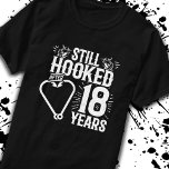Cute 18th Anniversary Couples Married 18 Years T-Shirt<br><div class="desc">This fun 18th wedding anniversary design is perfect for fishing couples that have been married for 18 years and are still hooked on each other & love to go fishing! Great for a 18th wedding anniversary party to celebrate 18 years of marriage! Features "Still Hooked After 18 Years" wedding anniversary...</div>