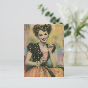 Cute 1950s Fairy at the Ice Cream Shop Postcard