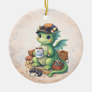 Cute #1 Dad Dragon Christmas Ornament