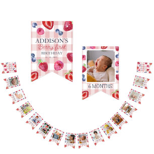 Cute 1st Birthday 12 Month Photo Milestone  Bunting