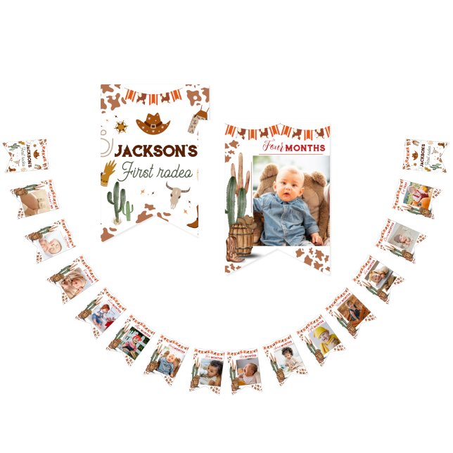 Cute 1st Birthday 12 Month Photo Milestone Bunting (Creator Uploaded)