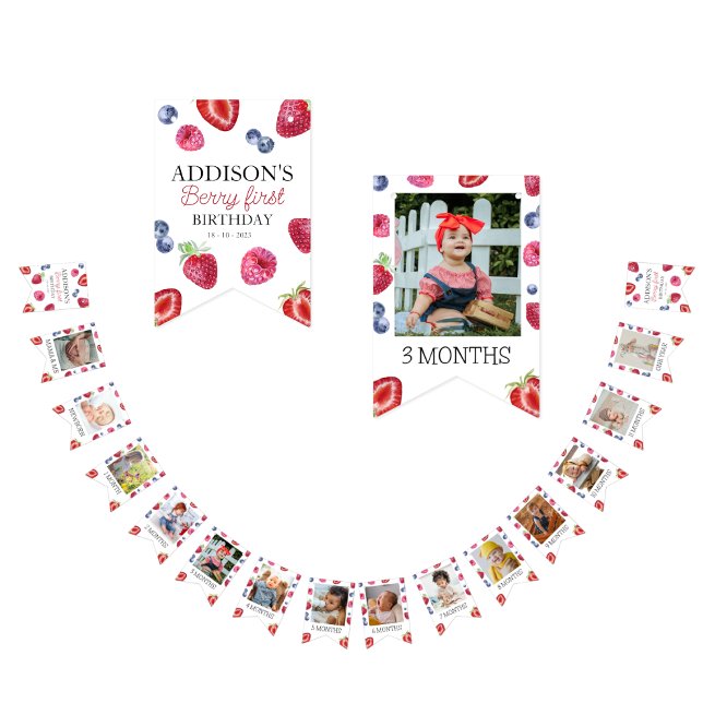 Cute 1st Birthday 12 Month Photo Milestone  Bunting (Creator Uploaded)