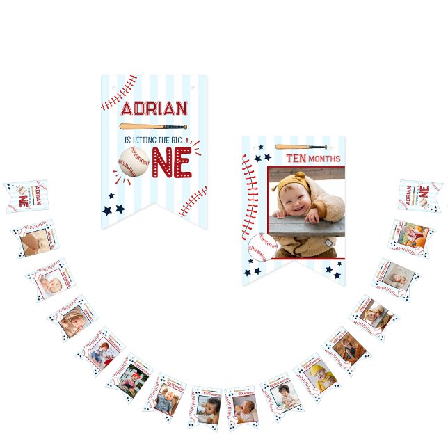 Cute 1st Birthday 12 Month Photo Milestone Bunting Bunting (Creator Uploaded)