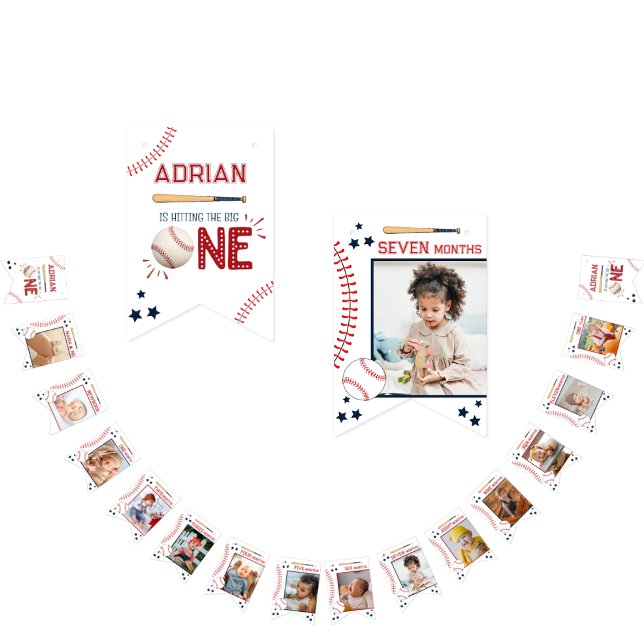 Cute 1st Birthday 12 Month Photo Milestone Bunting Bunting (Creator Uploaded)