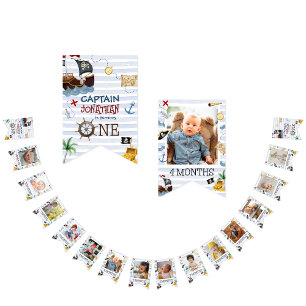 Cute 1st Birthday 12 Month Photo Milestone Pirate Bunting