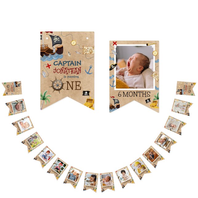 Cute 1st Birthday 12 Month Photo Milestone Pirate Bunting (Creator Uploaded)