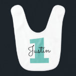 Cute 1st Birthday baby bib apron for one year old<br><div class="desc">Cute 1st Birthday baby bib apron for one year old child. Personalised gift idea for new mum and child. Add your own kid's name and jersey number.
Make your own for boy,  girl,  son,  daughter,  grandson,  nephew etc. Colours can be changed.</div>