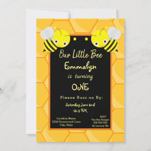Cute 1st Birthday Bee Day Honey Invitation
