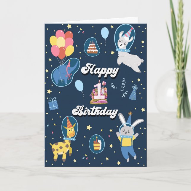 Cute 1st Birthday Card (Front)