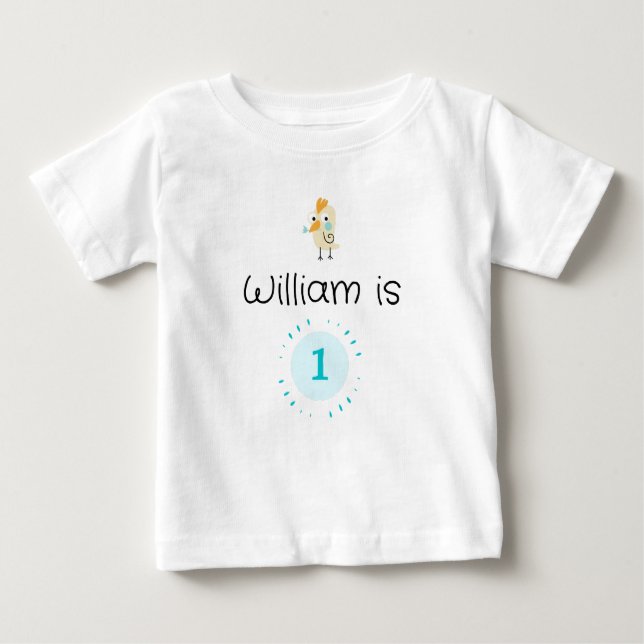 Cute 1st Birthday Personalised Baby T-Shirt (Front)