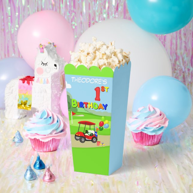 Cute 1st Birthday Red Golf Cart Boy's Favour Box (Party)