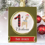 Cute 1st Christmas Baby Giraffe Keepsake Name Gold Plated Banner Ornament<br><div class="desc">Cute 1st Christmas Baby Giraffe Keepsake Name Gold Plated Banner Ornament</div>
