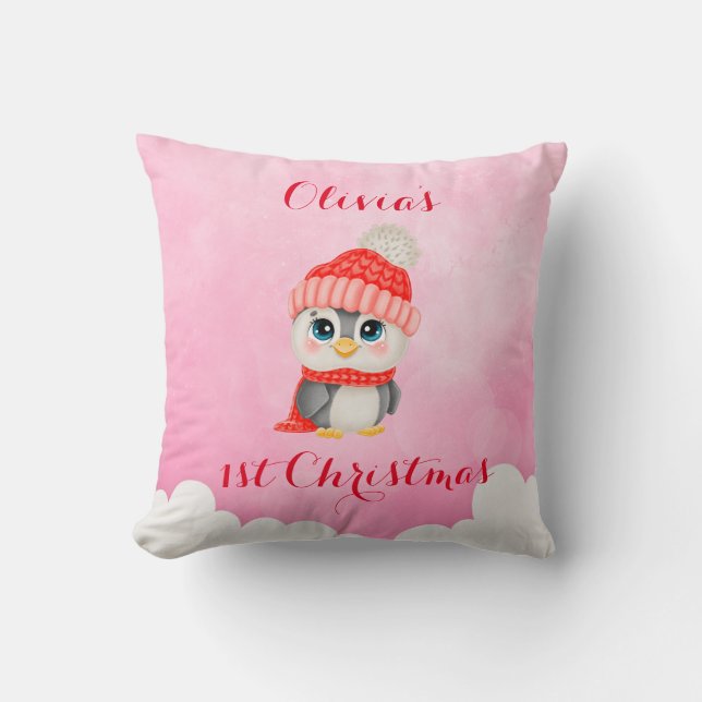 Cute 1st Christmas Baby  Throw Pillow (Front)