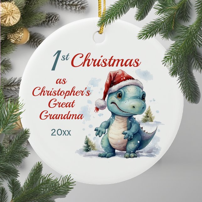 Cute 1st Christmas Great Grandson Dinosaur Ceramic Tree Decoration (Creator Uploaded)