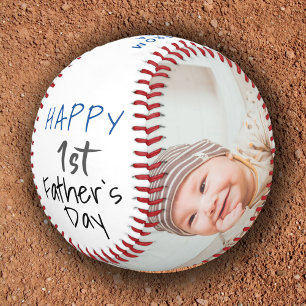 Cute 1st Father`s Day Script 2 Photo Collage Softball
