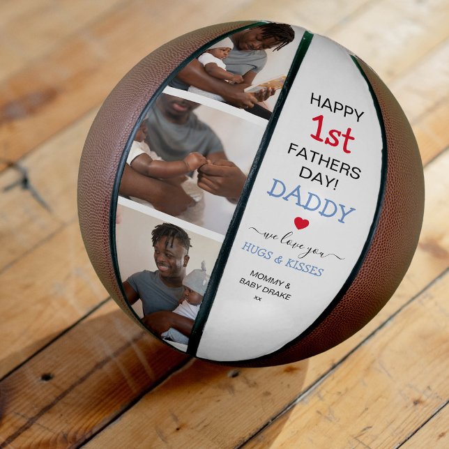 Cute 1st Fathers Day Daddy Photo Collage Basketball (Creator Uploaded)