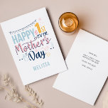 Cute 1st Mother's Day Personalised  Holiday Card<br><div class="desc">Cute first Mother's Day card for the new mum you know. Add your special message on the reverse side by clicking the "Personalise" button above. The card features a modern,  bright,  and colourful typography that's bound to bring some smiles and joy to the 1st time Mother</div>